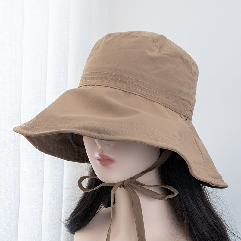 Wholesale Strap Fisherman Breathable Lightweight Sun Protection All-match Face Showing Small Bow Basin Hat